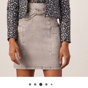 La Vie Rebecca Taylor Denim Skirt 26 Gray Washed High Waist 60s 80s Mini